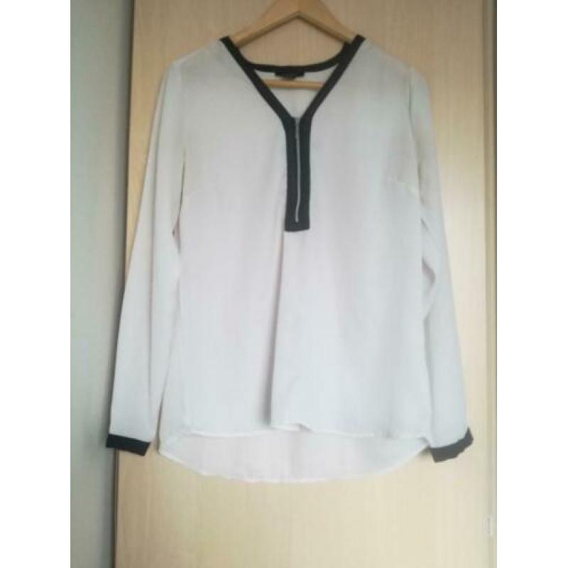 net wit organza blousje - M