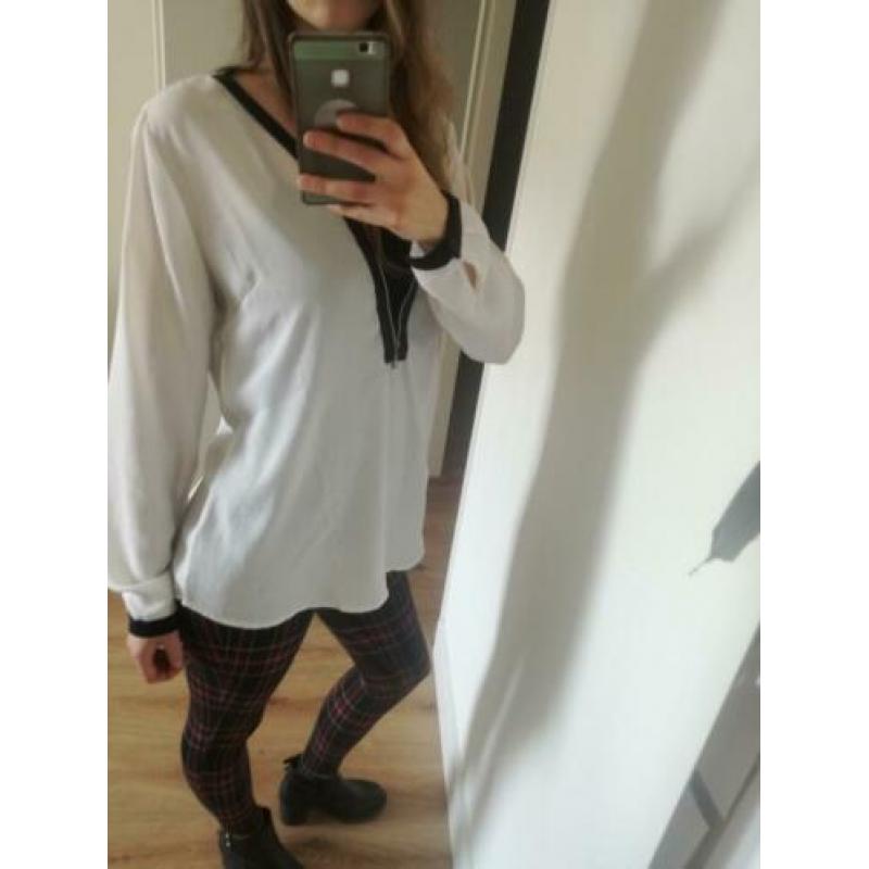 net wit organza blousje - M