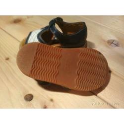 Vintage blauw wit leren baby schoenen, nieuw!
