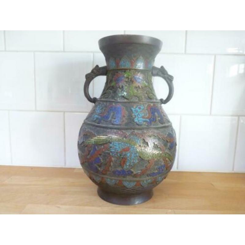 Grote vaas - Cloisonné emaille - Dragon - Cloisonné - China