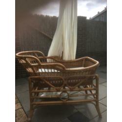 Rotan wieg met zeewier matrasje