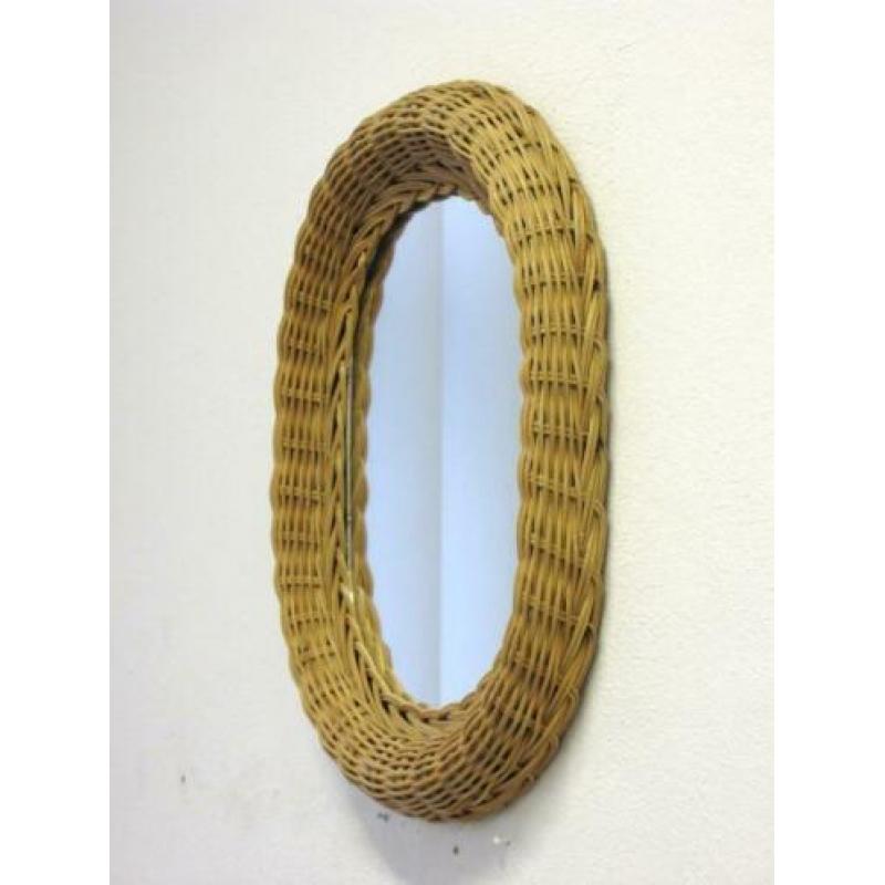 Ovale spiegel vintage rieten wandspiegel