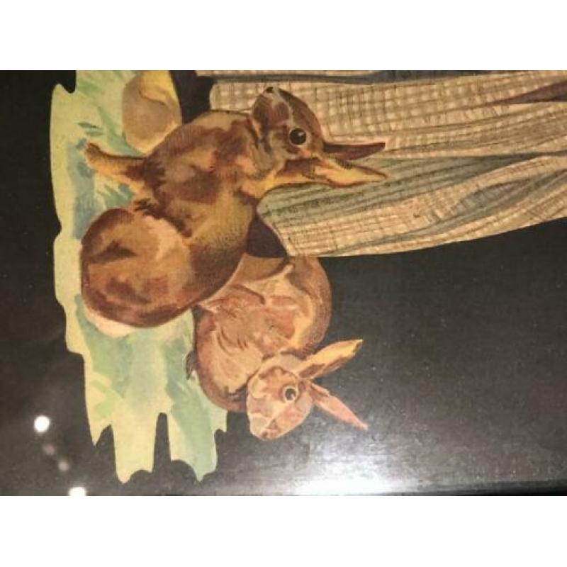 Meisje in klederdracht met konijntjes... RETRO