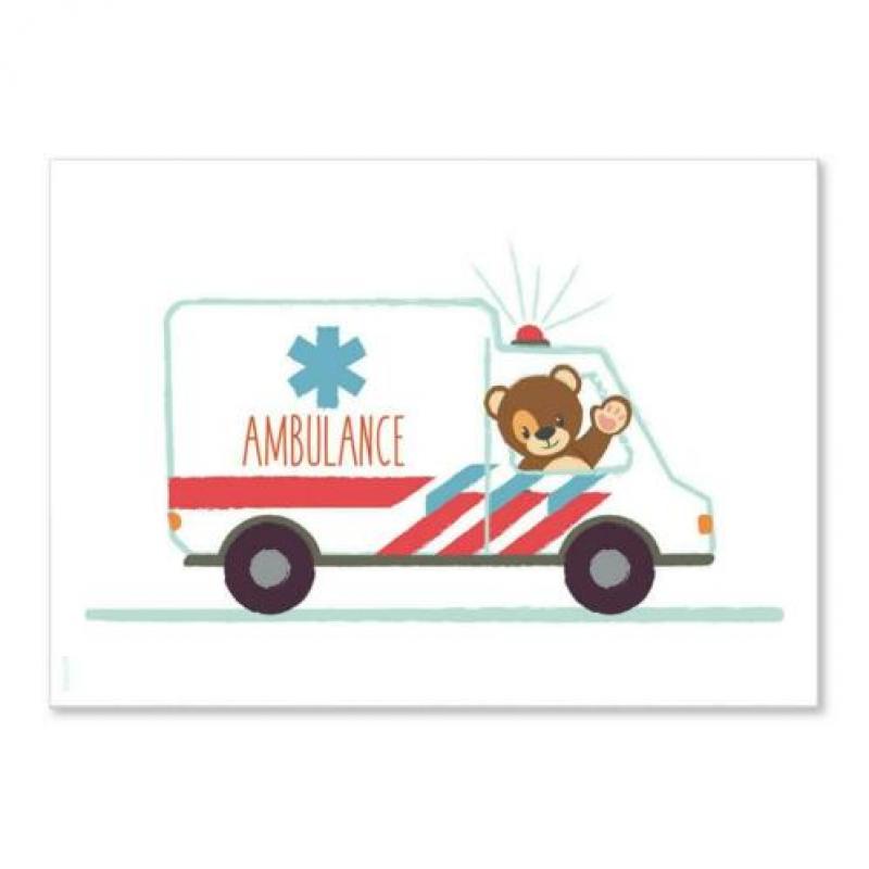 Poster Flamingo bus A4 kinderkamer babykamer auto decoratie