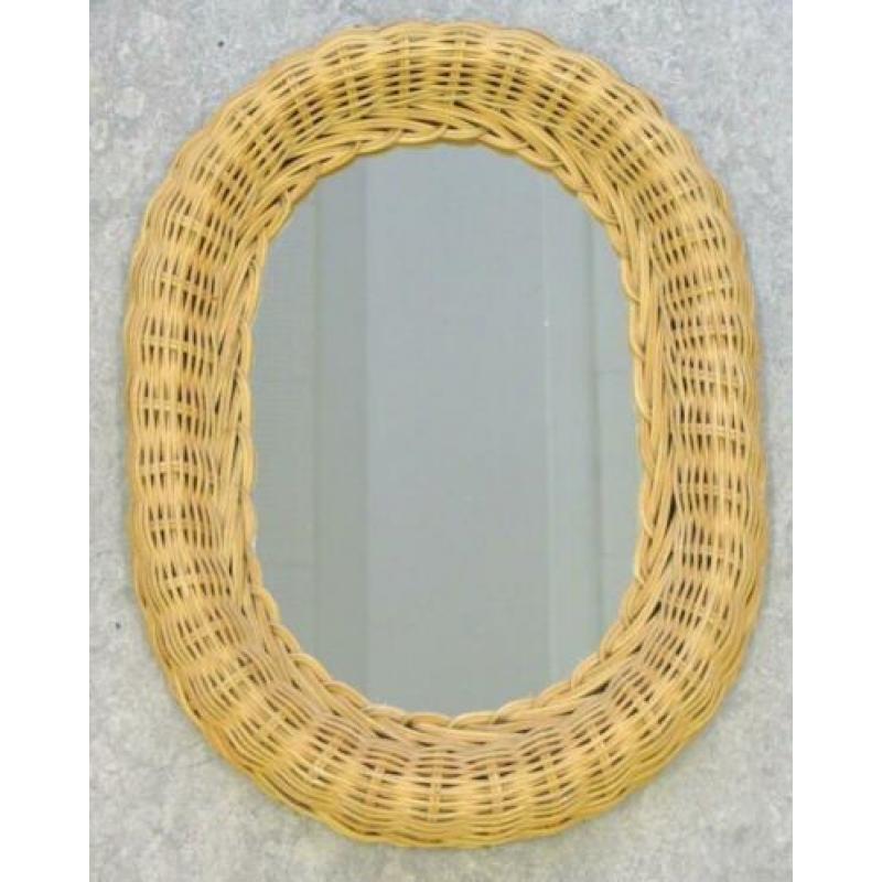 Ovale spiegel vintage rieten wandspiegel