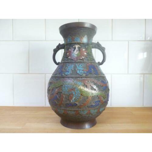 Grote vaas - Cloisonné emaille - Dragon - Cloisonné - China