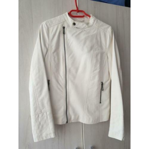 Nieuwe stoere witte nepleren jas