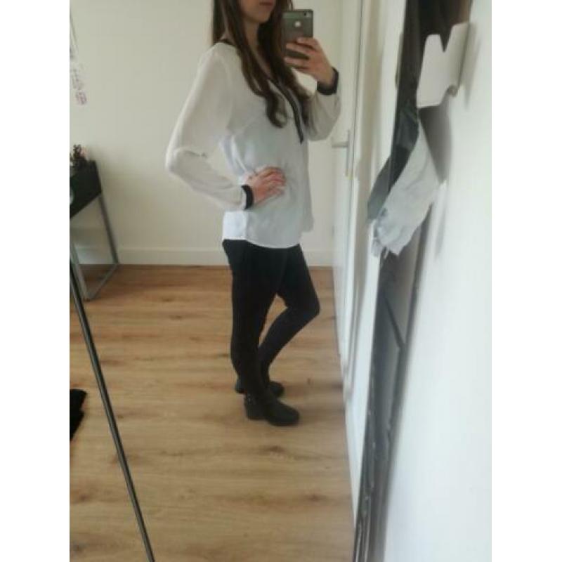 net wit organza blousje - M