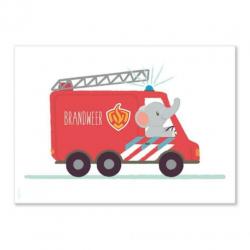 Poster Flamingo bus A4 kinderkamer babykamer auto decoratie