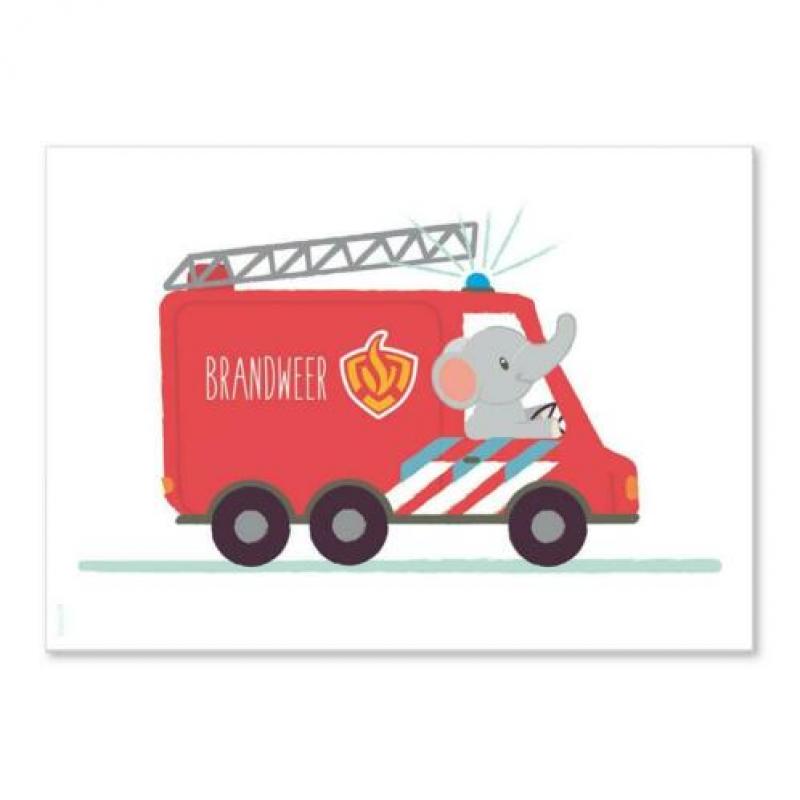 Poster Flamingo bus A4 kinderkamer babykamer auto decoratie