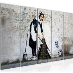 Canvas schilderij 5 luik Banksy Apen Bankroof 220 x 80 cm