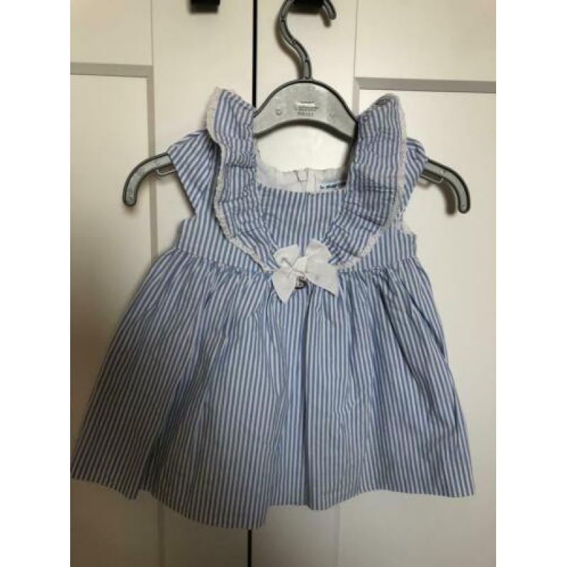 Mayoral gestreepte jurk wit blauw 80