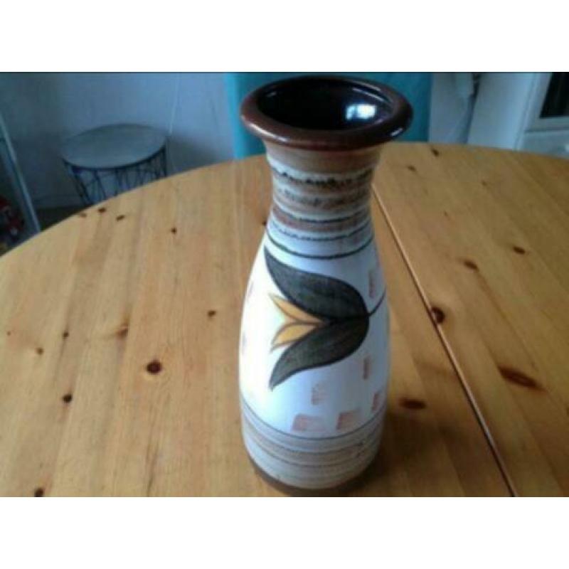 Vintage vaas Scheurich met bloem motief 31 cm hoog