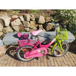 Leuke roze/lime groene meisjesfiets , 16 inch.