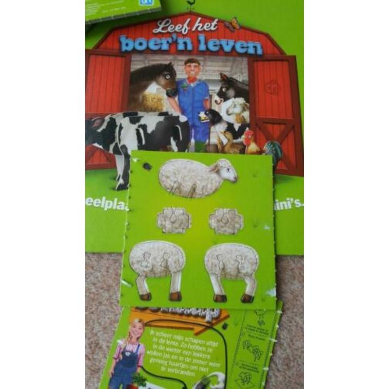 mini's boerderij dieren +speelbord boer’n leven karton nieuw