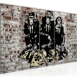 Canvas schilderij 5 luik Banksy Apen Bankroof 220 x 80 cm