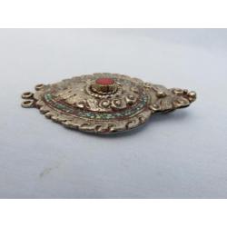 Prachtige hanger met carneool en turquoise inleg 20e eeuw