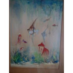 vissen in het aquarium - Henri Taverne 1896-1965