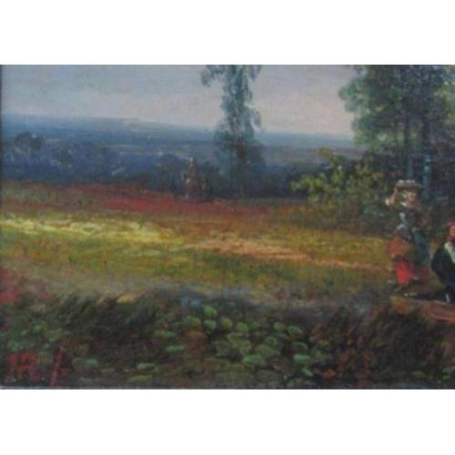 ==twee romantische landschappen==19e eeuw==monogram HR==