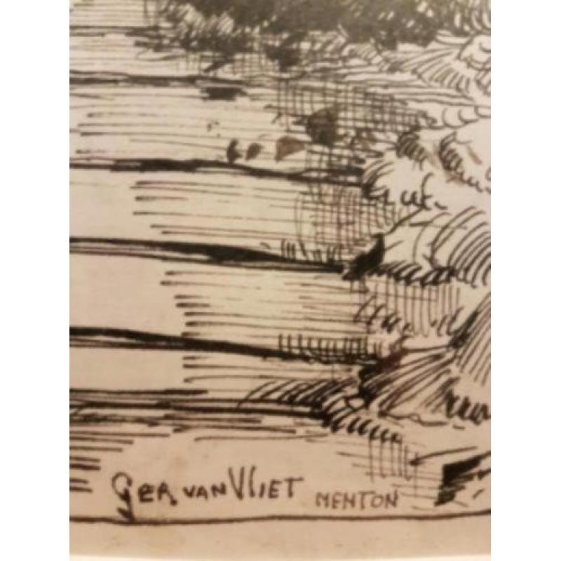 orig. tekening Gerard van Vliet. getekend Menton Frankrijk.