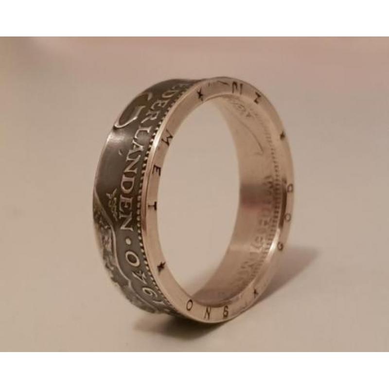 God zij met ons ring! Handgemaakt uit een zilveren gulden..
