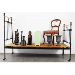 Antiek Engels metalen bed winkelstelling brocante spijlenbed