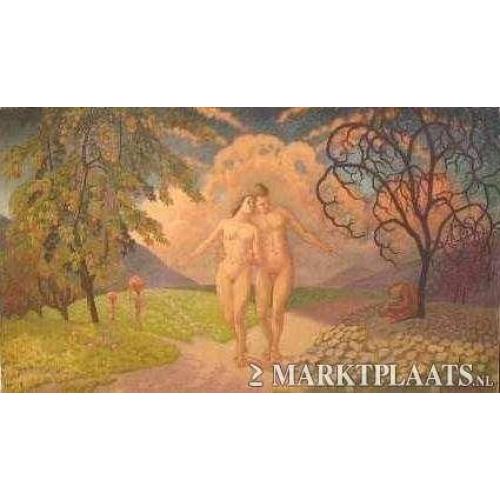 =GESIGNEERD=mannelijk+vrouwelijk naakt=uit 1932===groot doek