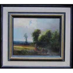 ==twee romantische landschappen==19e eeuw==monogram HR==
