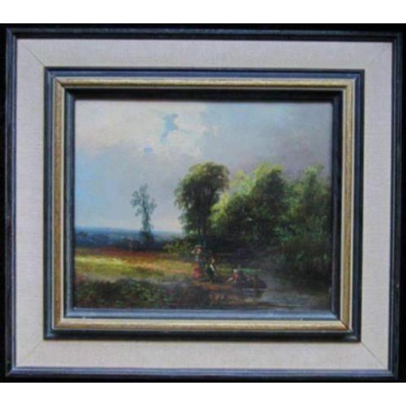 ==twee romantische landschappen==19e eeuw==monogram HR==