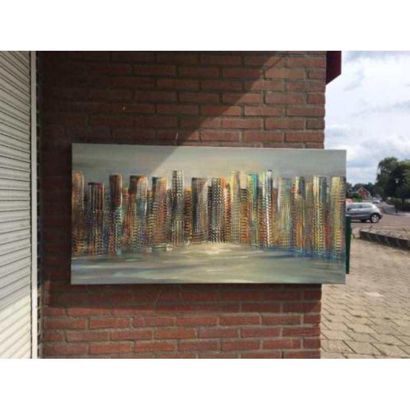 Alex L.- Skyline- 100% Handgescilderd- 70 x 140 cm,3D