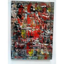 Curf. Kleurrijk schilderij in dik reliëf. Door M. van Vliet