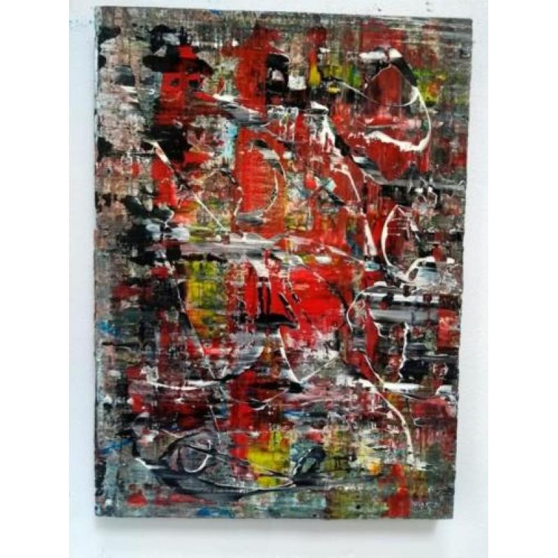 Curf. Kleurrijk schilderij in dik reliëf. Door M. van Vliet