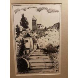 orig. tekening Gerard van Vliet. getekend Menton Frankrijk.
