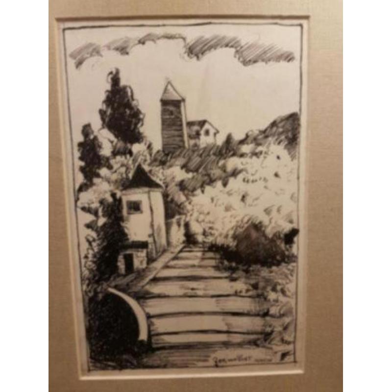 orig. tekening Gerard van Vliet. getekend Menton Frankrijk.