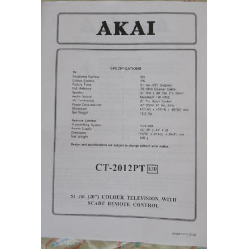 Akai 55cm beeldbuis kleurentelevisie