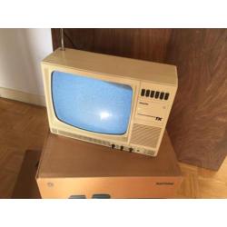 Vintage Philips TX Zwart wit televisie tv draagbaar antenne