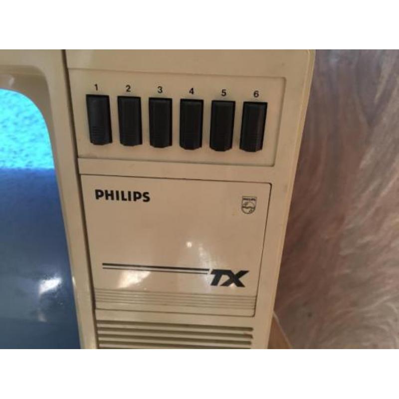 Vintage Philips TX Zwart wit televisie tv draagbaar antenne