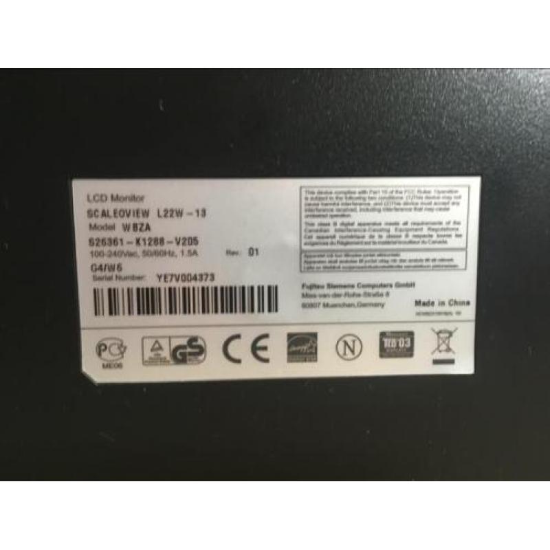 Fujitsu Siemens beeldscherm LCD monitor 22 inch