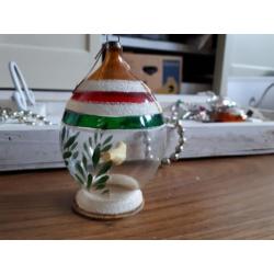 Oude kerstbal glas vogel kerstversiering
