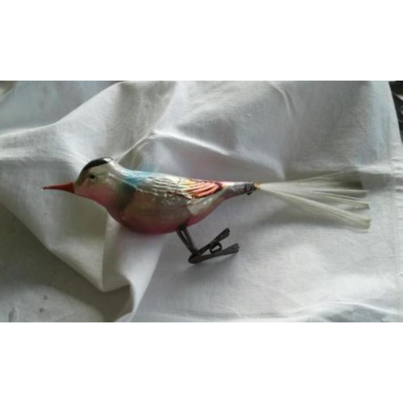 Grote oude kerstbal ,kerstvogel VAN 19 CM LANG .