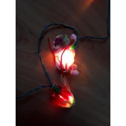 Oude kerst vintage kerstlampjes chenille aapjes !!