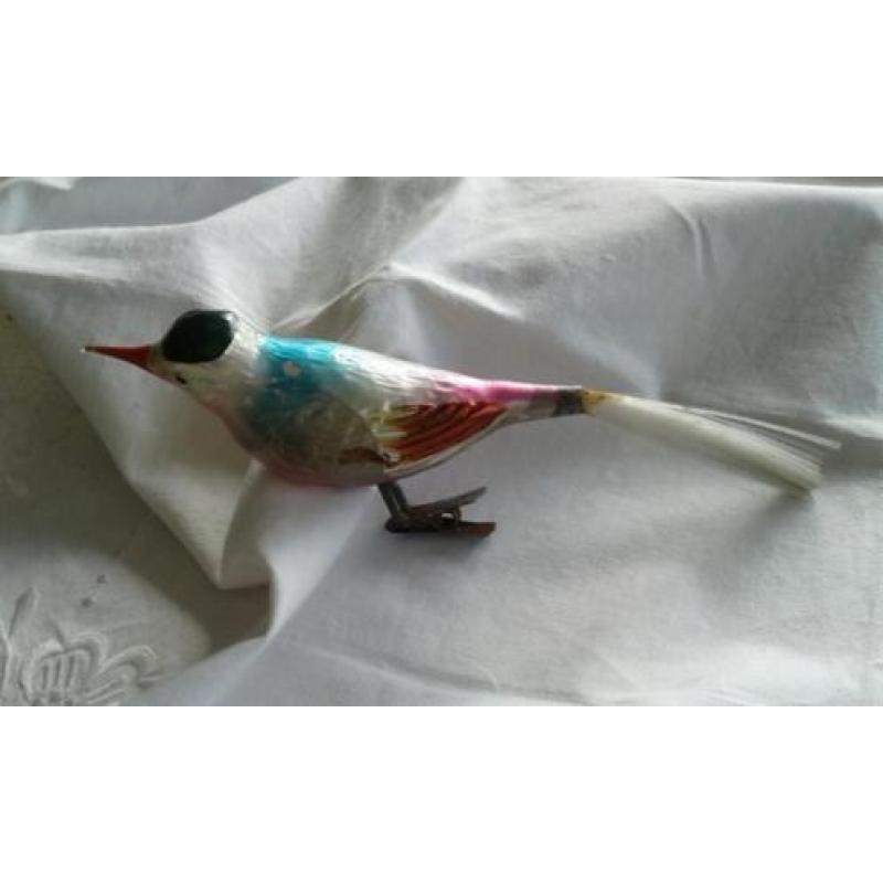 Grote oude kerstbal ,kerstvogel VAN 19 CM LANG .