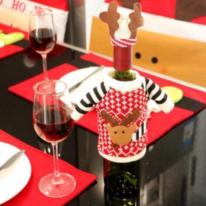 Kersttrui rendier gewei wijnfles versiering kerst nieuw