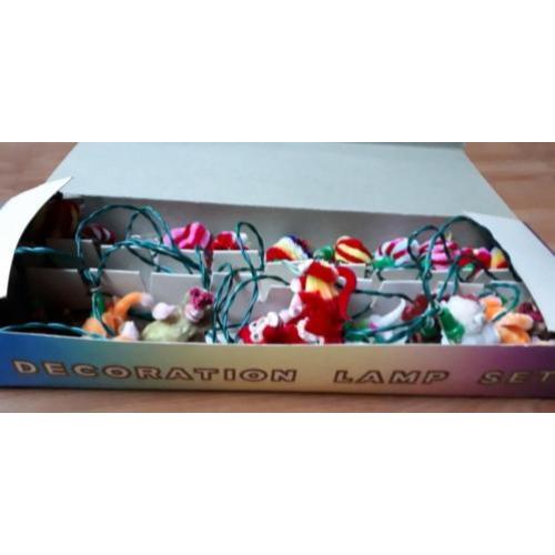 Oude kerst vintage kerstlampjes chenille aapjes !!