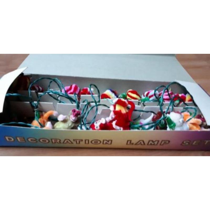 Oude kerst vintage kerstlampjes chenille aapjes !!