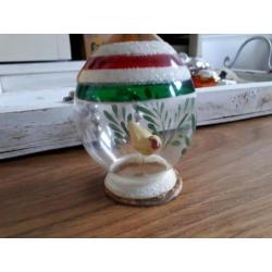 Oude kerstbal glas vogel kerstversiering