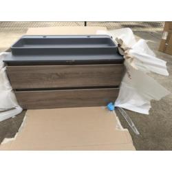 VT wonen badkamermeubel 100cm met 2 kraangaten nieuw
