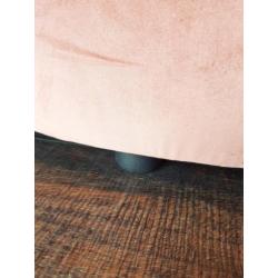 Velours poef, rond model, poeder roze