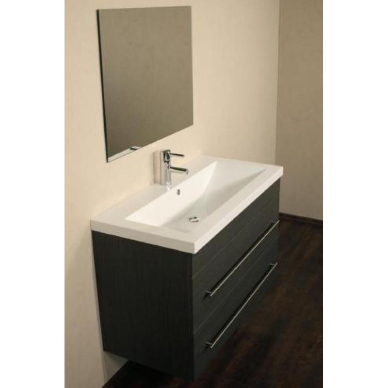 Ruim Badmeubel Badkamermeubel Victory 100 cm Grey Oak