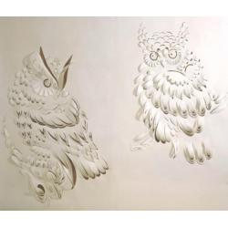 Uilen behang papercut met 3D effect